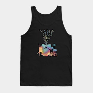 Drumset And Music Notes Tank Top